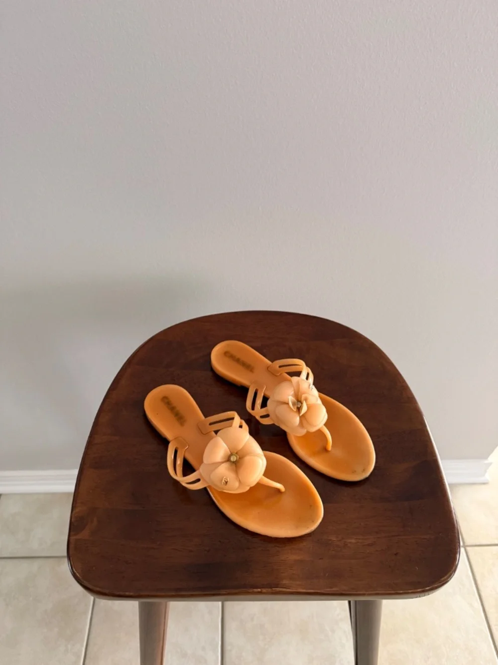 CHANEL Interlocking CC Camelia Jelly Sandals